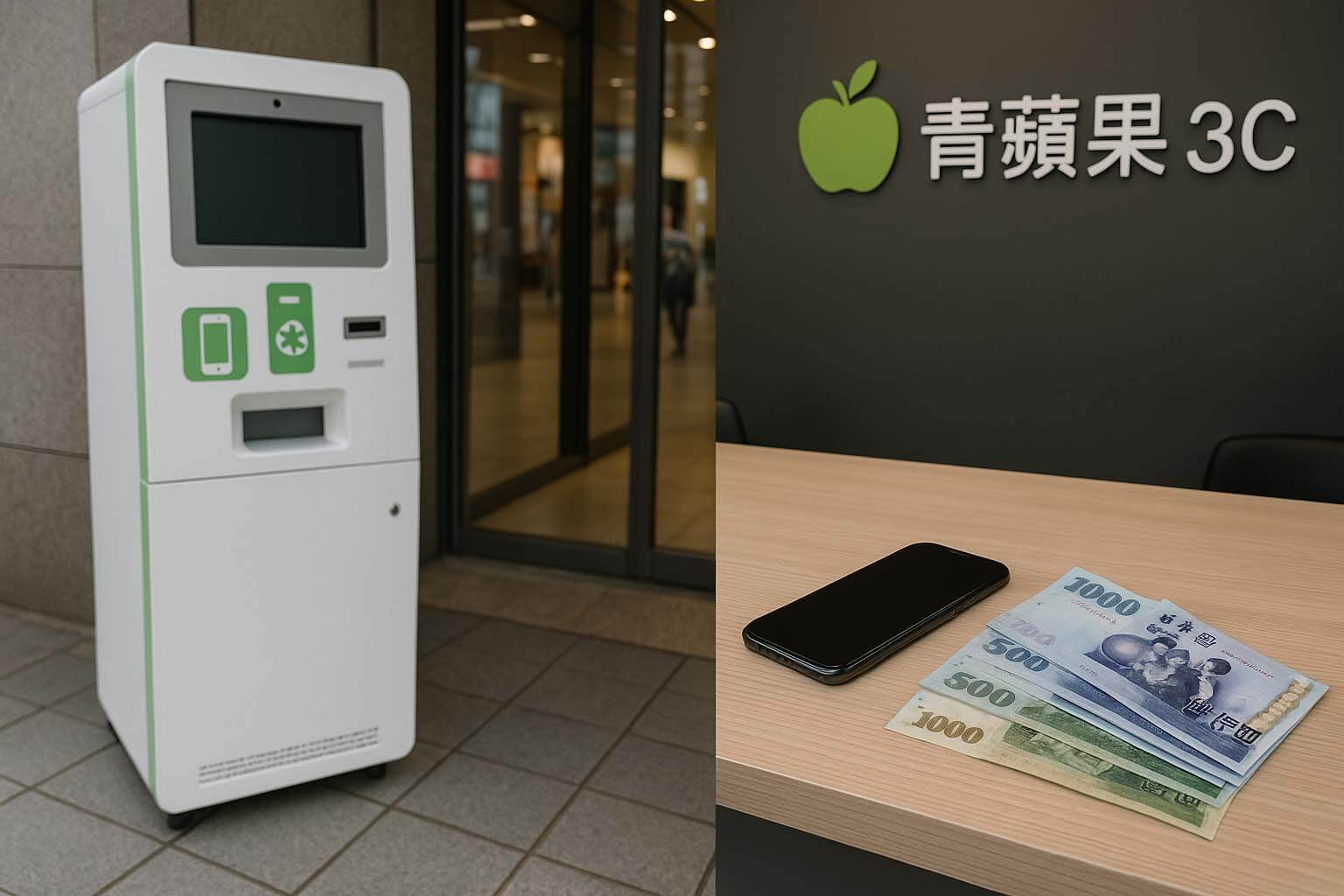 青蘋果3C 高雄手機回收門市與回收機台比較示意圖