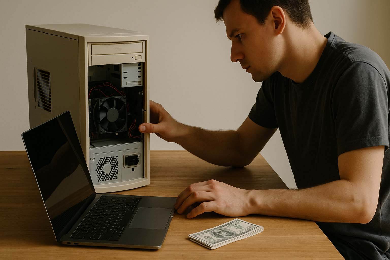 舊電腦回收 PTT 示意圖(技師估價場景)