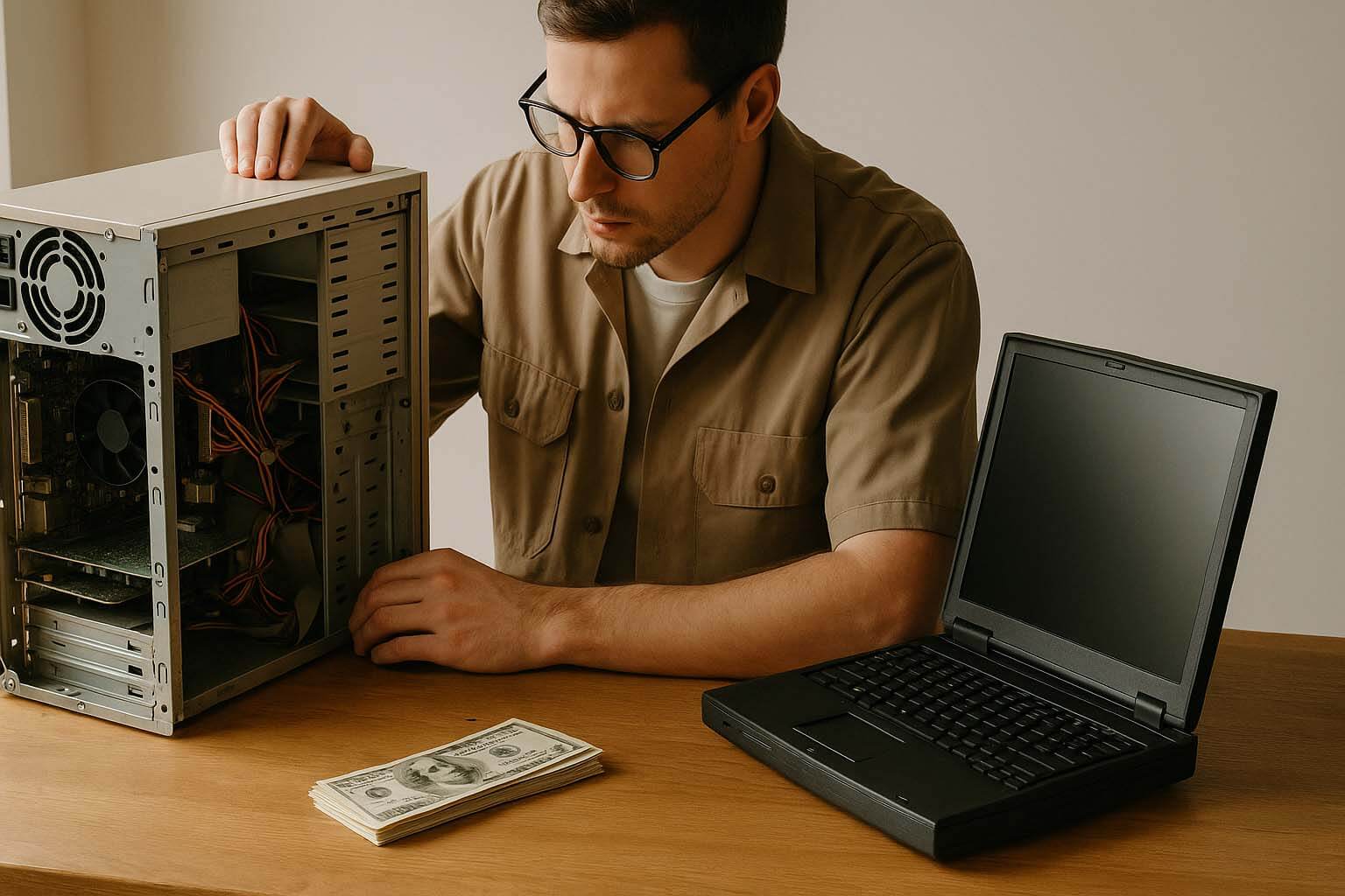 舊電腦回收 PTT 示意圖(技師估價場景)